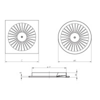 Drallauslass Deckendurchlass 400 400x400 RAL 9010