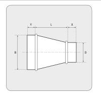 Reduzierst&uuml;ck aus verzinktem Stahlblech, symmetrisch, mit Dichtung, &Oslash; 100 - 355 mm, f&uuml;r L&uuml;ftungsrohr