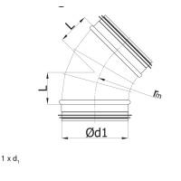 Bogen 45 &deg; aus Edelstahl, V2A, &Oslash; 100 mm