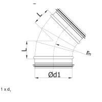 Bogen 45 &deg; aus Edelstahl, V2A, &Oslash; 125 mm