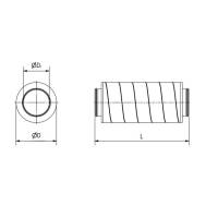 Rohrschalld&auml;mpfer aus verzinktem Stahlblech, mit Dichtung, &Oslash; 180 mm, D&auml;mmung 50 mm, 1 m (L), f&uuml;r L&uuml;ftungsrohr