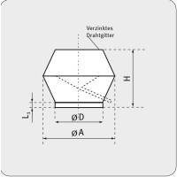 Deflektorhaube rund mit Drahtgitter NW355-500 mm