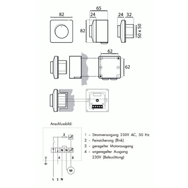 Drehzahlregler-230V-Typ-25-10-stufenlos, Lüftungsmaterial