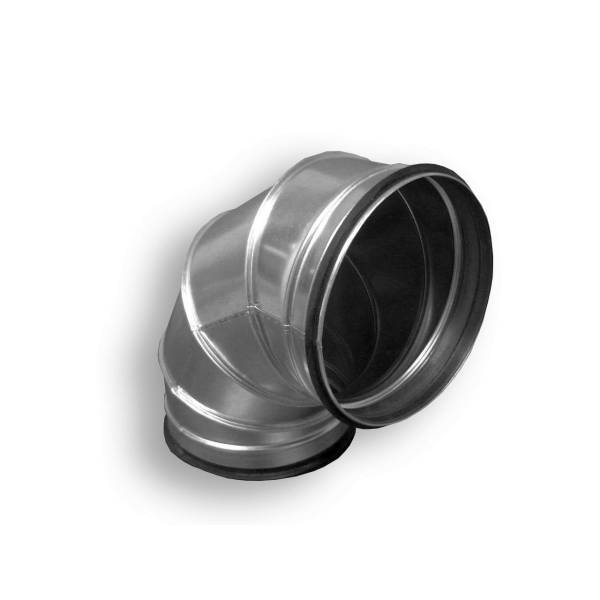 Bogen 90 ° aus verzinktem Stahlblech, mit Dichtung, Ø 140 mm