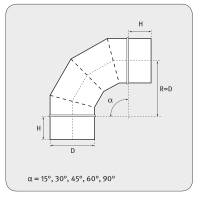 Bogen 90 ° aus verzinktem Stahlblech, mit Dichtung, Ø 140 mm