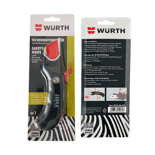 Würth 2K-Sicherheitsmesser mit automatischem Klingeneinzug;Bi-Metall-Klinge