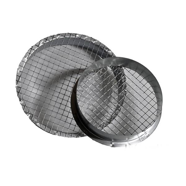 Ausblasstutzen 90&deg; Bundkragen mit Schutzgitter, aus verzinktem Stahlblech,  &Oslash; 80mm, f&uuml;r Wickelfalzrohr 080