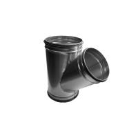 T-Stück 45° aus verzinktem Stahlblech, mit Dichtung, Ø 400/160 mm, für Lüftungrohr 400/160