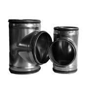 T-Stück 90° aus verzinktem Stahlblech, mit Dichtung, mit reduziertem Abgang 160-125