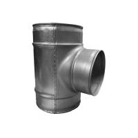 T-Stück 90° aus verzinktem Stahlblech, ohne Dichtung, Ø 200 mm mit reduziertem Abgang  Ø 150 mm, für Lüftungrohr 200/150
