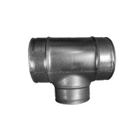 T-St&uuml;ck 90&deg; aus verzinktem Stahlblech, ohne Dichtung, &Oslash; 250 mm mit reduziertem Abgang  &Oslash; 125 mm, f&uuml;r L&uuml;ftungrohr 250/125