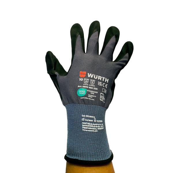 W&uuml;rth Set 6x Schutzhandschuh Gr.10 + Zollstock