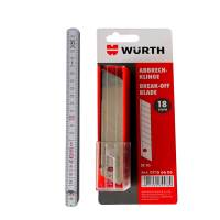W&uuml;rth Set Cutter Messer 10x Abbrechklinge 18mm eisgeh&auml;rtete Klinge + Zollstock