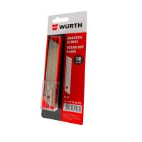 W&uuml;rth Set Cutter Messer 10x Abbrechklinge 18mm eisgeh&auml;rtete Klinge + Zollstock