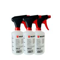 W&uuml;rth Set Spr&uuml;hger&auml;t 3 x 500ml leere, unbef&uuml;llte Spr&uuml;hflasche mit Skalierung + Zollstock
