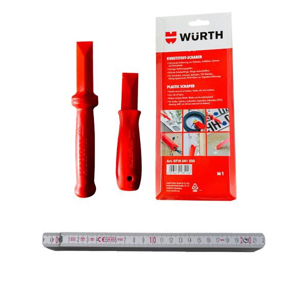 W&uuml;rth Set Schaber Kunststoff Set 2-teilig Etikettenschaber Plakettenentferner + Zollstock