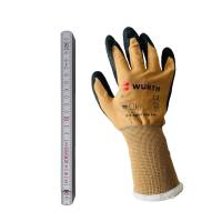 W&uuml;rth Set 6x Mechanikerhandschuh Gr.9 Schutzhandschuh Universal Trocken- und Nassgriff+ Zollstock