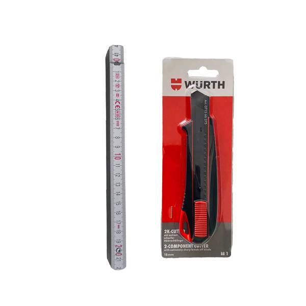 W&uuml;rth Set 2K-Cutter Messer mit Klingenarretierung + Zollstock