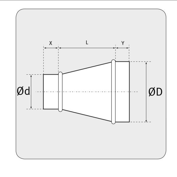 Reduzierung Nippel/ Muffe, stahl verzinkt mit EPDM Lippendichtung 100/140