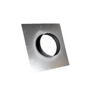 Wandflansch aus verzinktem Stahlblech, &Oslash; 300 mm, mit Platte 400 x 400 mm, f&uuml;r Wickelfalzrohr